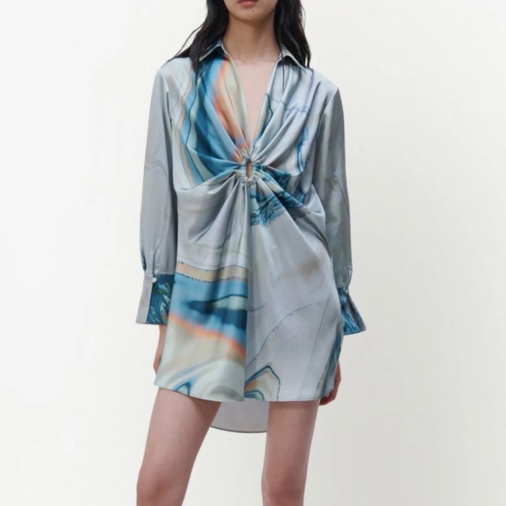 Simkhai Roma gathered-detail shirt dress - size 2